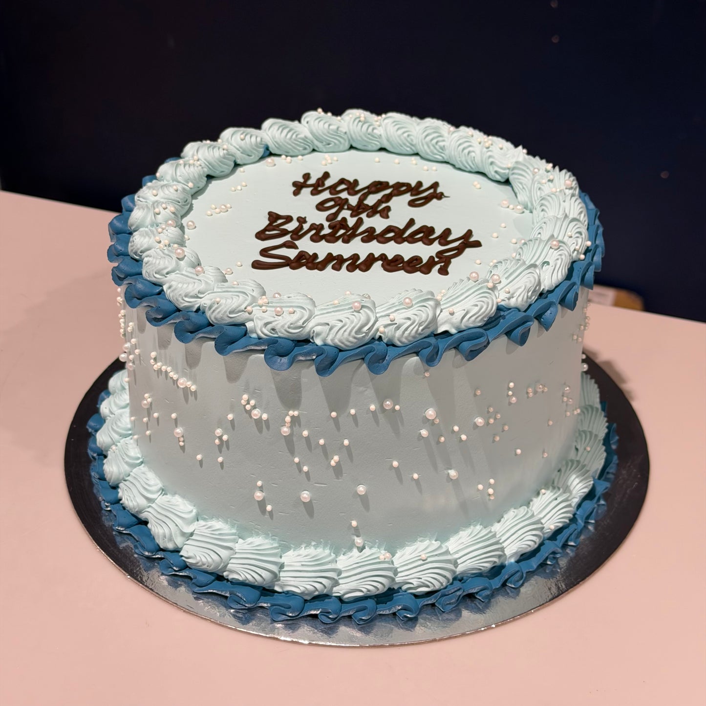 Blue Pearl Frill Cake